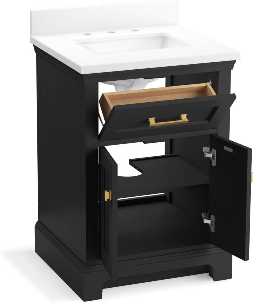 KOHLER K-29259-BD1-DWG Charlemont 24" Bathroom Vanity Cabinet with Sink and Quartz Top, Dark Warm Grey