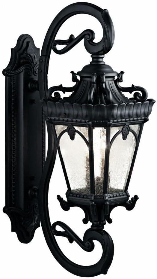 Tournai 37.75" 4 Light Outdoor Wall Light with Clear Seeded Glass in Textured Black