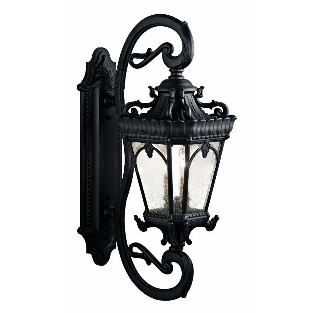 Tournai 37.75" 4 Light Outdoor Wall Light with Clear Seeded Glass in Textured Black
