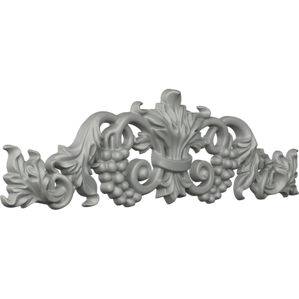 Ekena Millwork 19 1/4"W x 5 3/8"H x 7/8"P Small Grape and Leaf Center with Scrolls Onlay