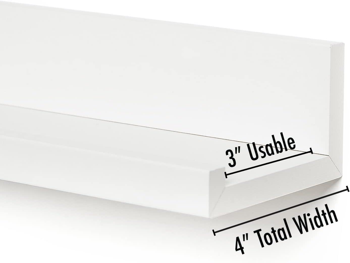 Americanflat Set of Three 14 Inch Floating Wall Shelves - White