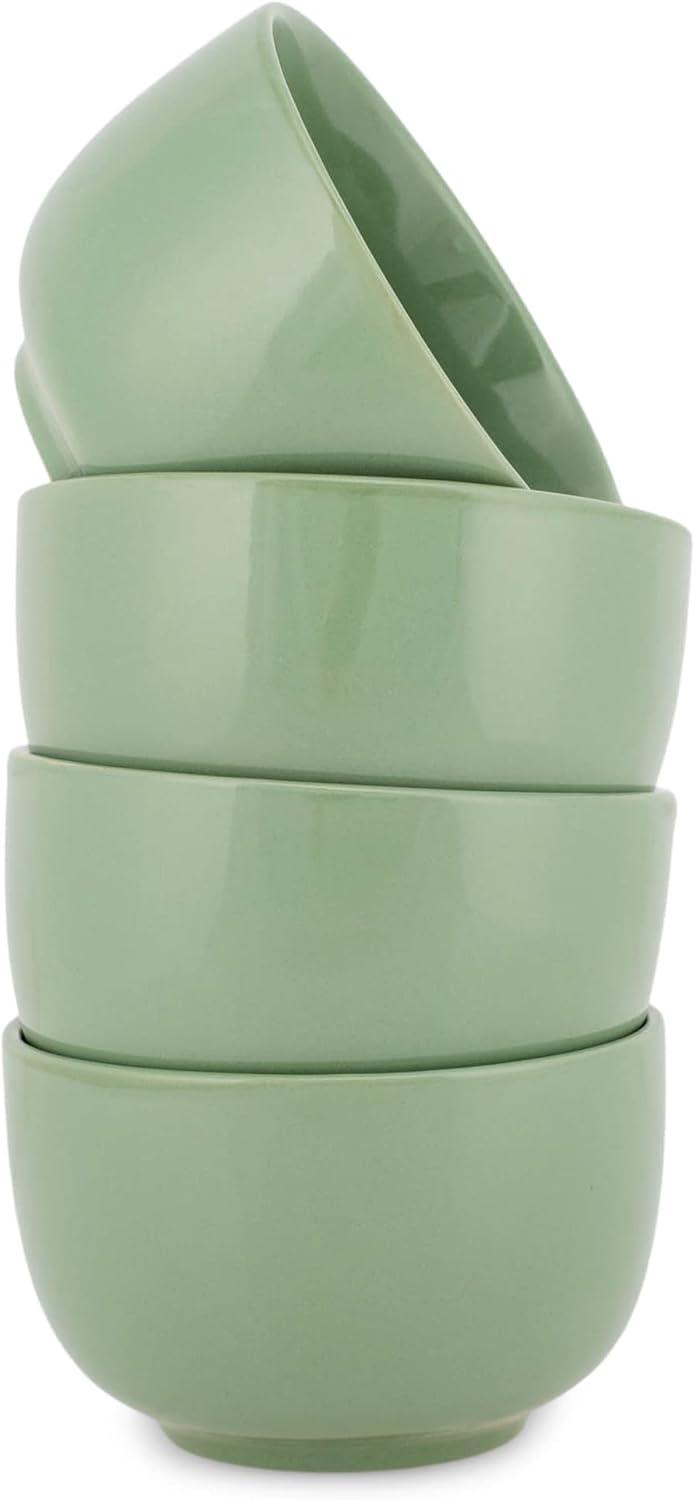 Elanze Designs Bistro Glossy Ceramic 4 inch Dessert Bowls Set of 4, Sage Green