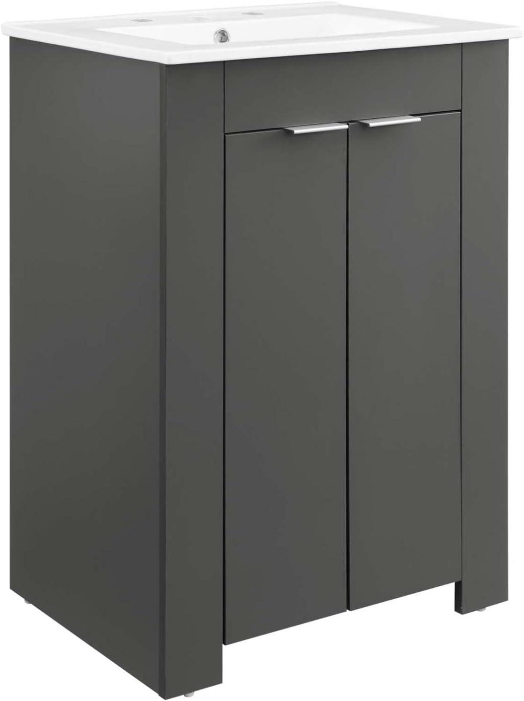 Modway Maybelle 24" Bathroom Vanity in Gray White