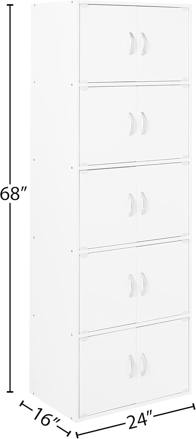 70.1" White Lockable Office Storage Cabinet with Shelves