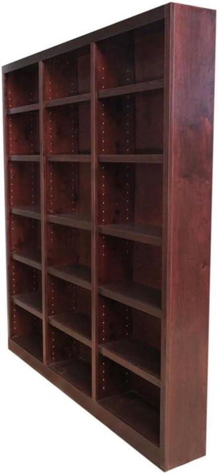 Pemberly Row Traditional 84" Tall 18-Shelf Triple Wide Wood Bookcase in Cherry