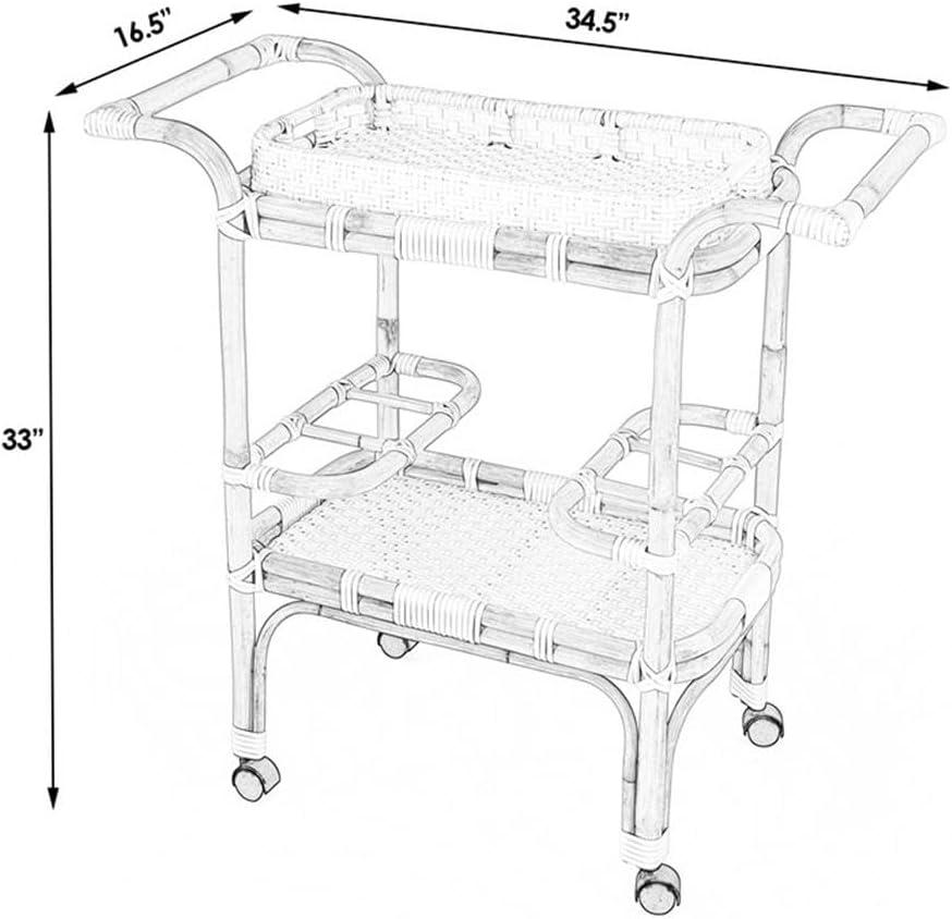 Butler Specialty Company Selena White Rattan Bar Cart