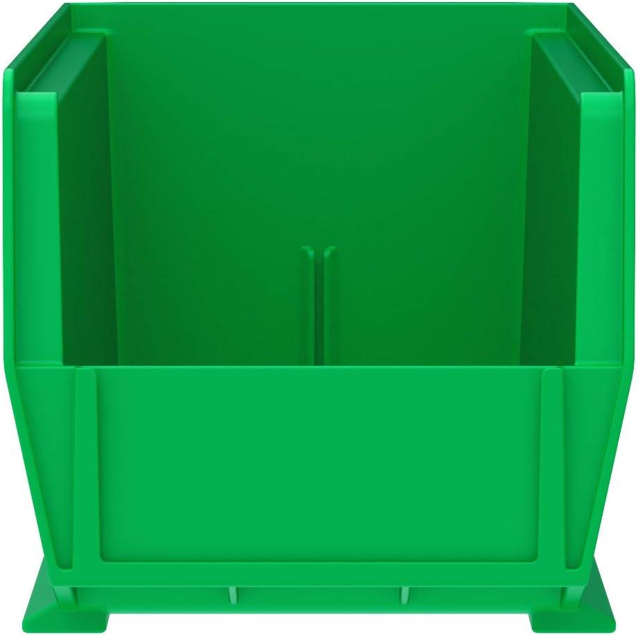 Green Stackable Plastic Storage Bin, 15-Inch