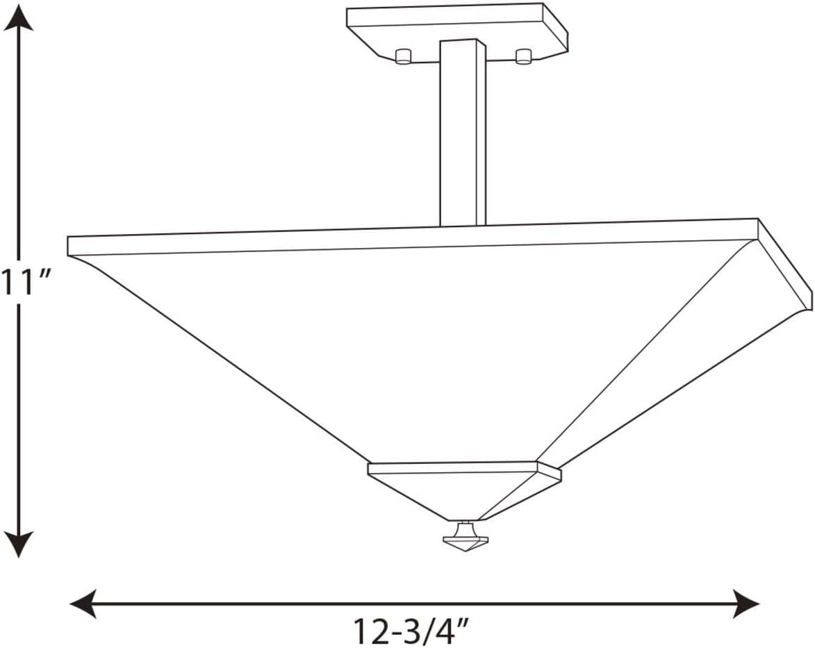 Progress Lighting Clifton Heights 2-Light Semi-Flush, Antique Bronze, Etched Square Glass Shade