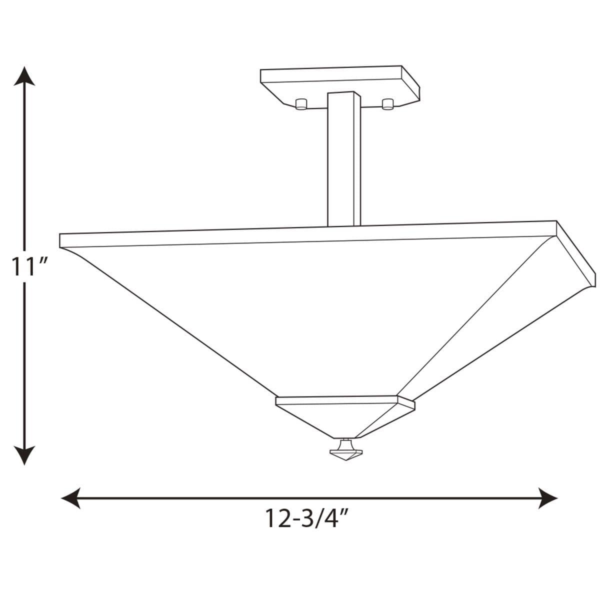 Progress Lighting Clifton Heights 2-Light Semi-Flush, Antique Bronze, Etched Square Glass Shade