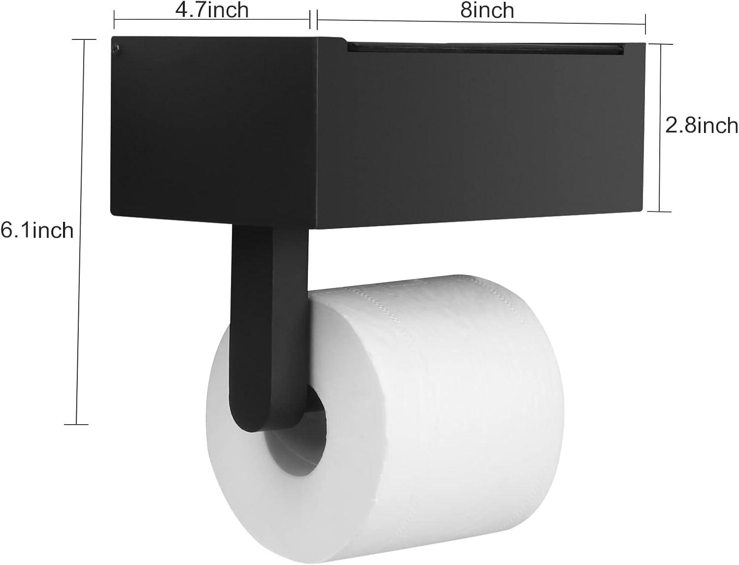 Toilet Paper Holder, Toilet Paper Holder with Shelf and Storage,Flushable Wet Wipes Dispenser for Bathroom ,Toilet Tissue Holder(Stainless Steel Wall Mount - Large)