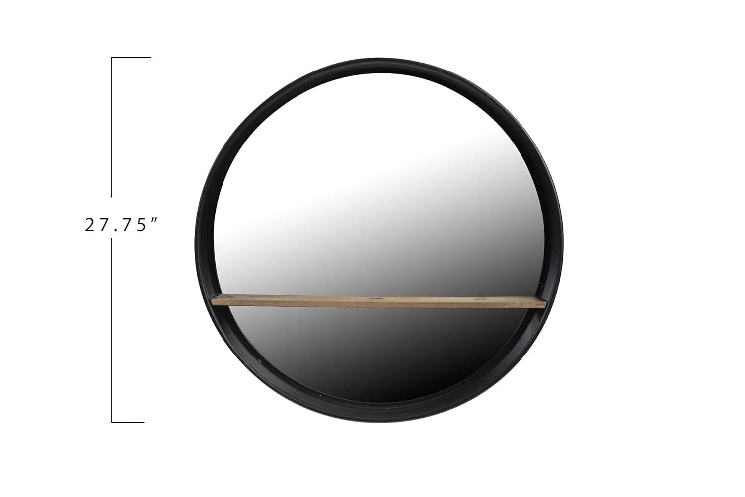 24" Metal/Wood Wall Mirror with Shelf Black - 3R Studios: No Assembly, Modern Decor