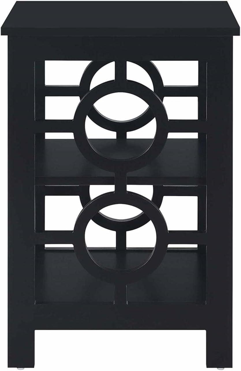 Sleek Black Square Ring End Table with Circle Cut-Outs