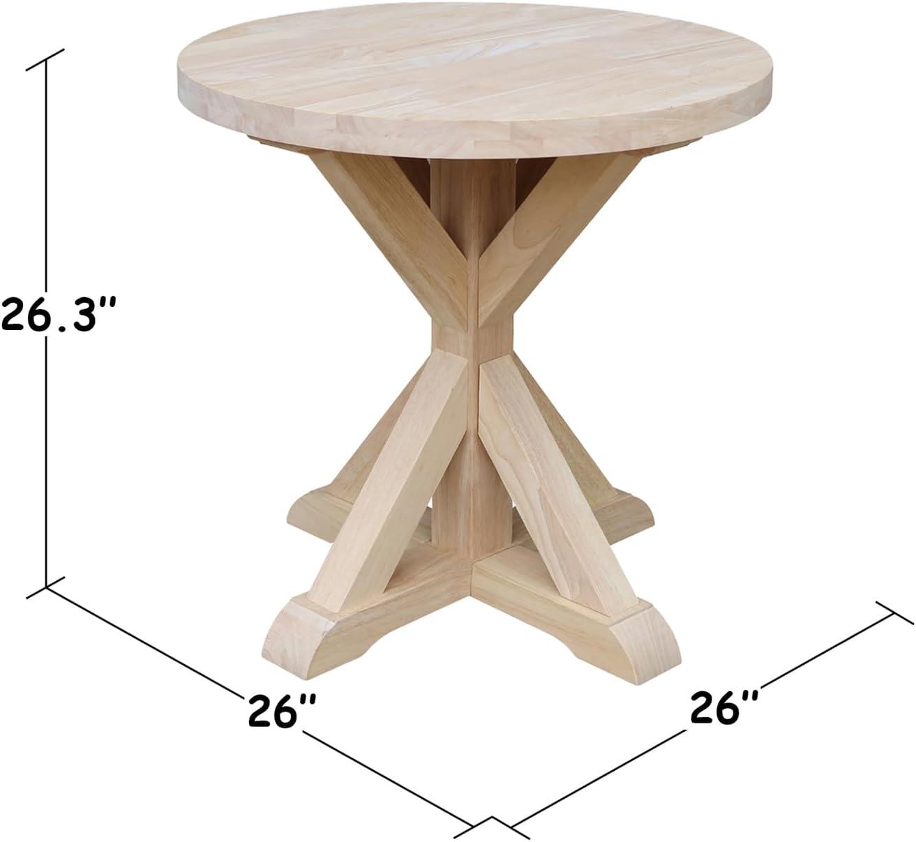 Sierra Round Natural Wood End Table with Crisscross Base