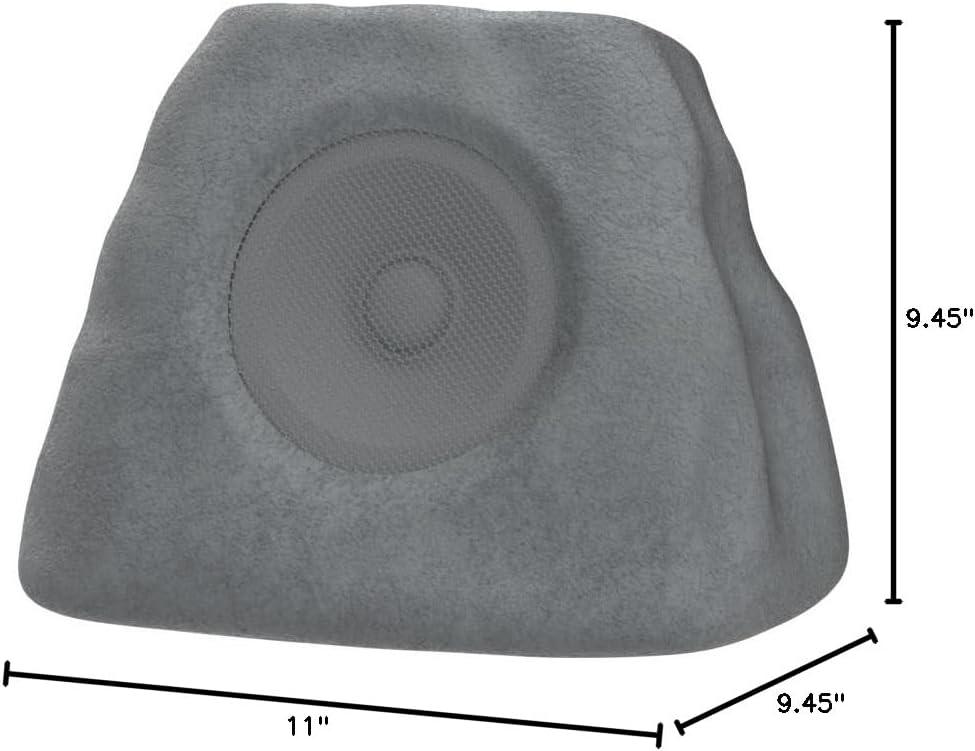 iHome Audio iHRK-500LTMS-PR Rechargeable Bluetooth Outdoor Solar Rock LED Speakers with Multilink - Pair (Gray Slate)