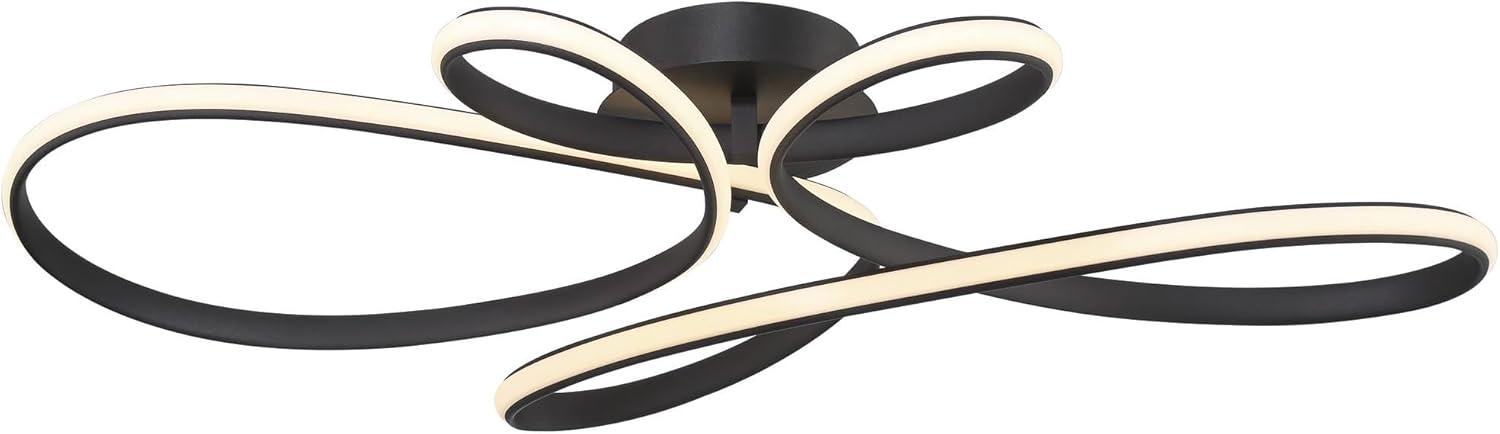 Possini Euro Design Helix Ultra Modern Semi Flush-Mount Ceiling Light Sand Black Dimmable LED Strip Twisting Ribbon 36 1/2" Wide Bedroom Kitchen