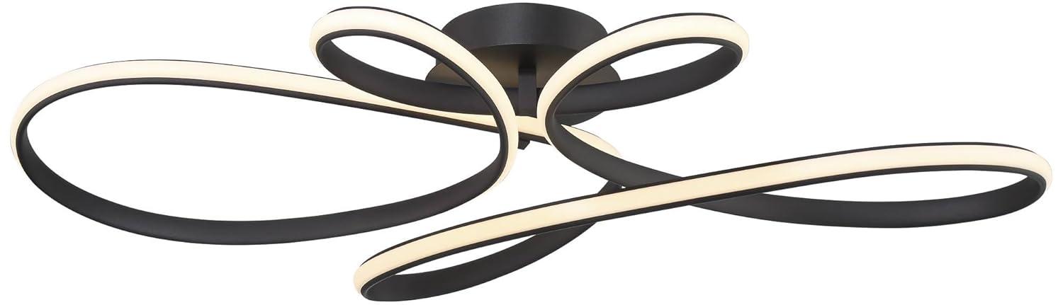 Possini Euro Design Helix Ultra Modern Semi Flush-Mount Ceiling Light Sand Black Dimmable LED Strip Twisting Ribbon 36 1/2" Wide Bedroom Kitchen