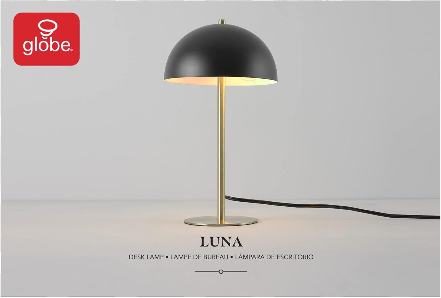 Luna 15" Matte Black Metal Desk Lamp with Mushroom Shade