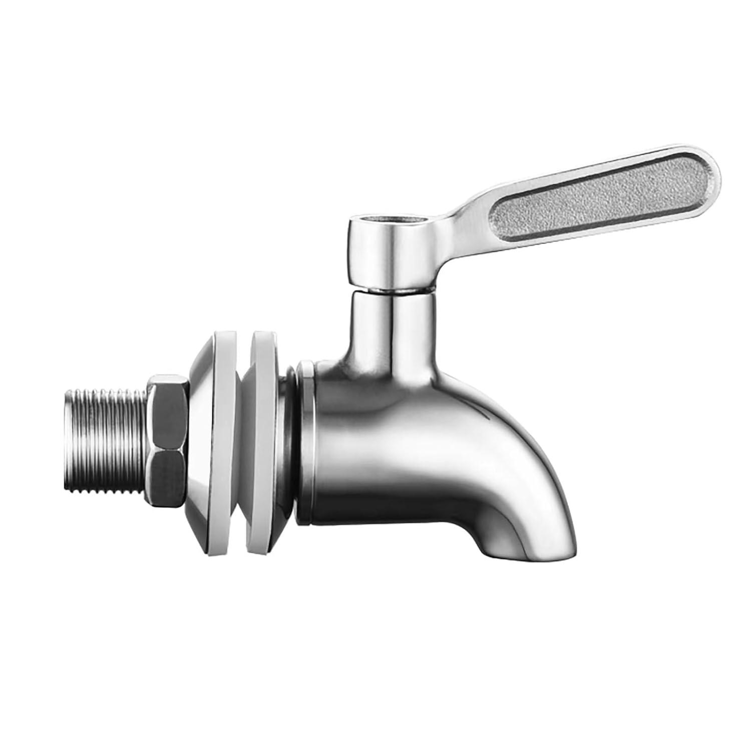 Polished Stainless Steel Beverage Dispenser Replacement Spigot Set