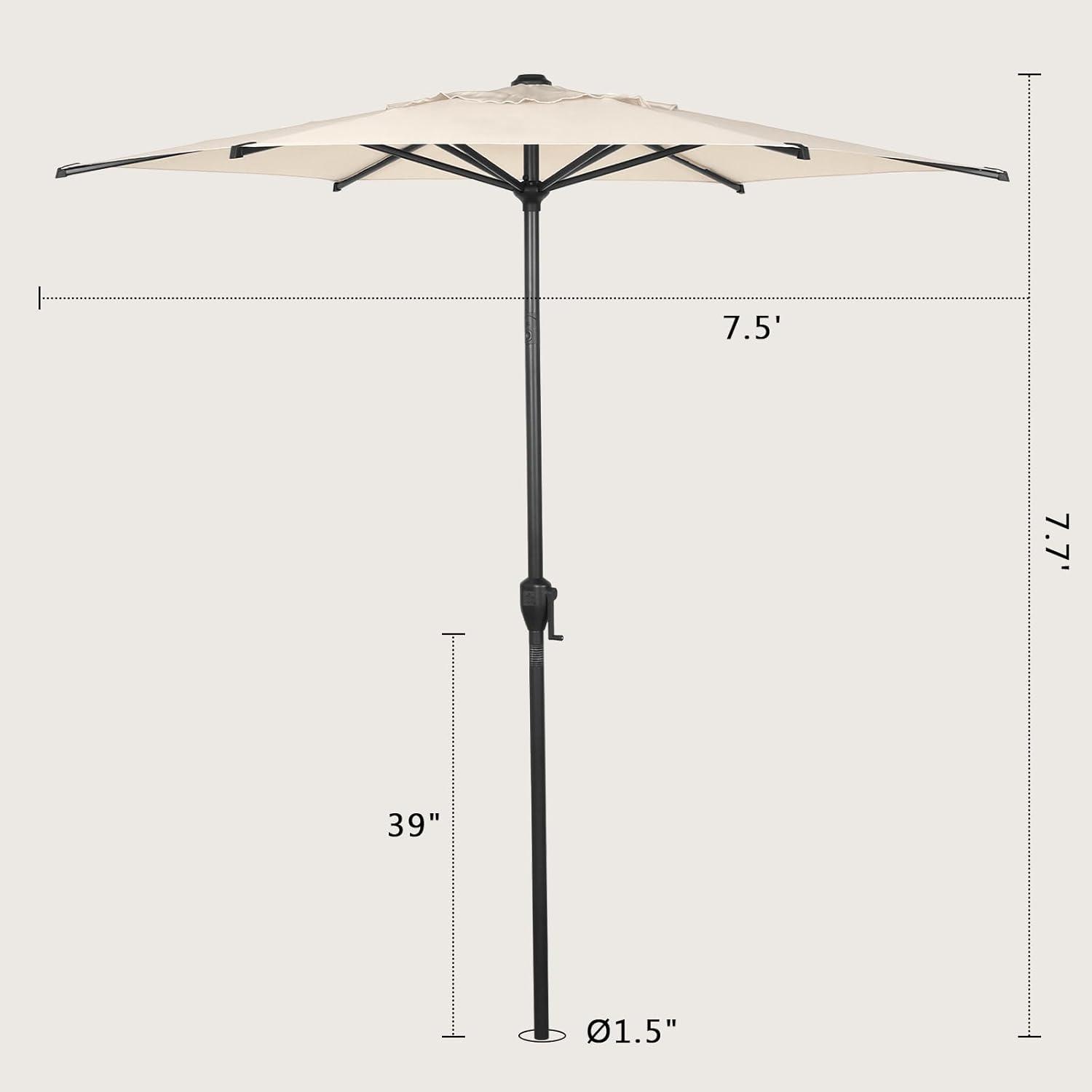 Lyon 7.5 ft Beige Steel Market Patio Umbrella