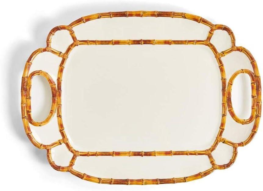 Bamboo Touch Melamine Serving Platter with Handles