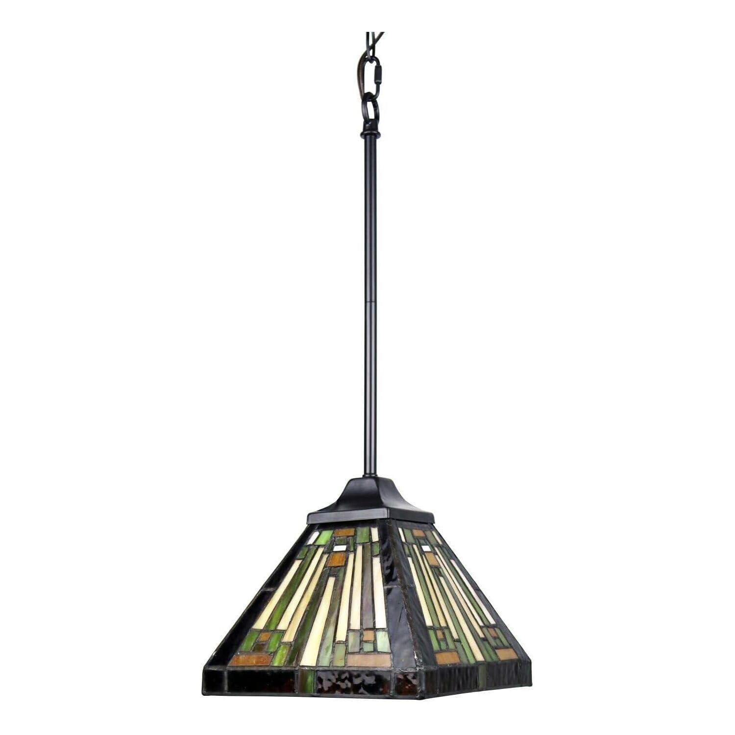 Chloe Lighting Innes Mission Tiffany-Style Blackish Bronze 1 Light Mini Pendant 8" Wide