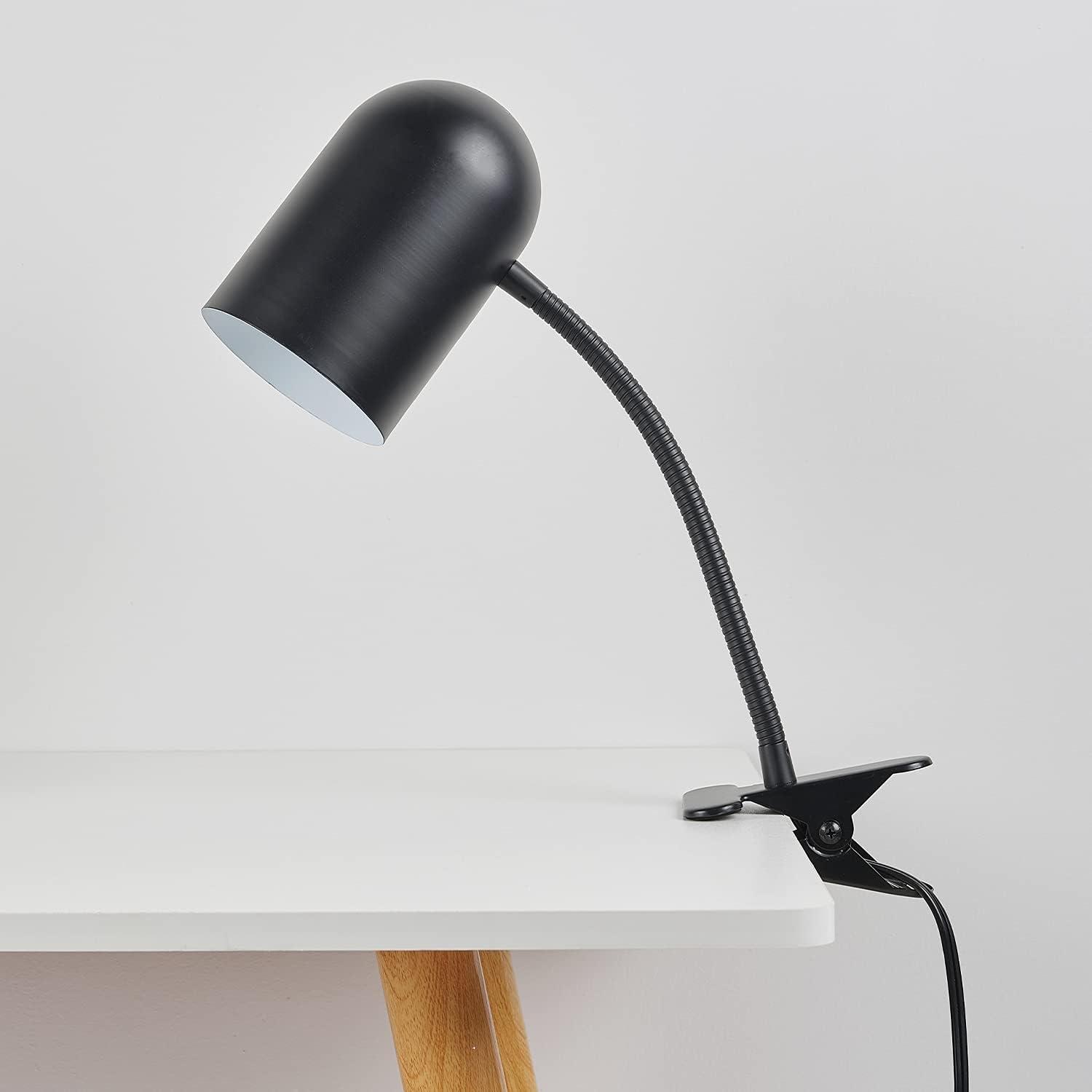 Globe Electric Carter 15" Matte Black Clip-Arm Desk Lamp with Adjustable Gooseneck Arm, 52301