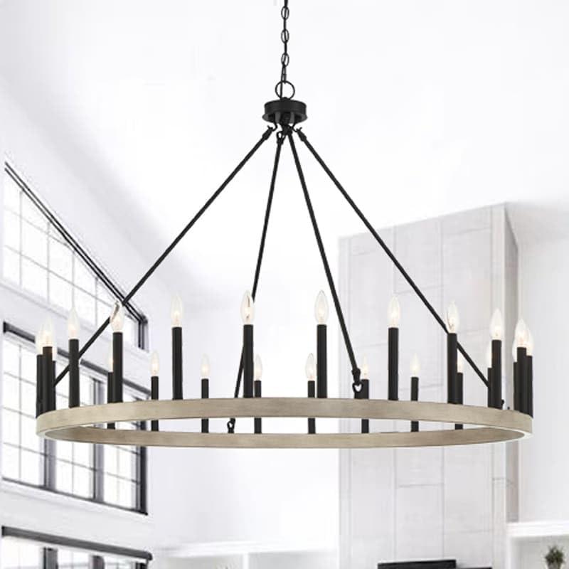 ACROMA  24 Light Modern Farmhouse Wagon Wheel Chandelier-UL Certified Driftwood