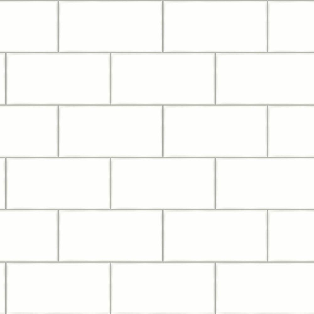 Chesapeake Freedom Off-White Subway Tile Wallpaper