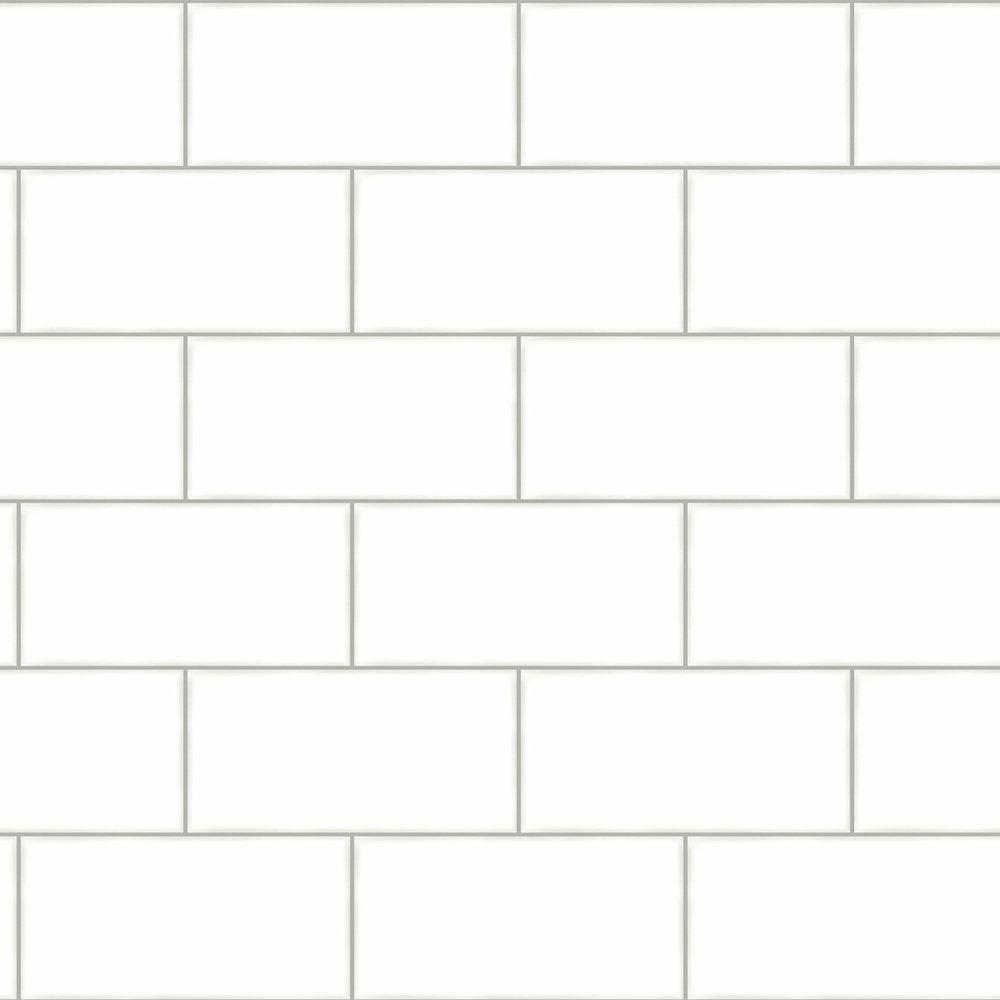 Chesapeake Freedom Off-White Subway Tile Wallpaper
