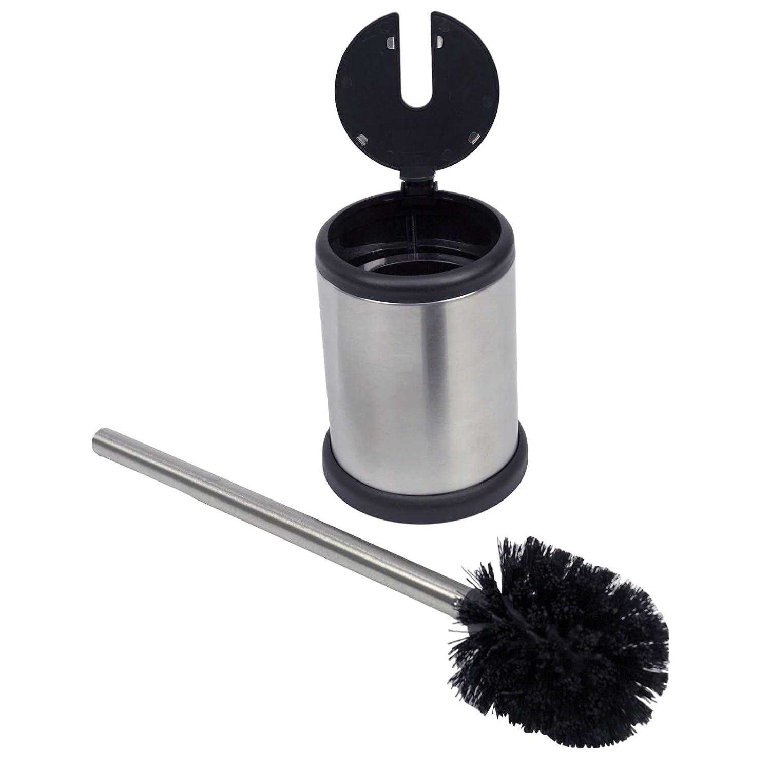 Casaphoria Stainless Steel Toilet Bowl Brush and Holder set for Deep Cleaning,Bowl Scrubber Brush with Lid for Bathroom,Deluxe Freestanding Toilet Brush and Plunger Combo
