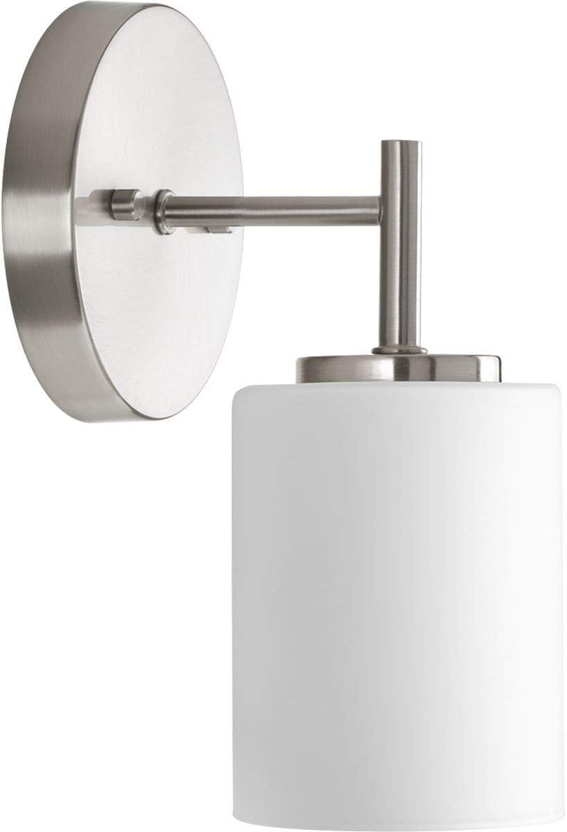 Progress Lighting Replay 1-Light Bath & Vanity, Brushed Nickel, Porcelain, Up/Down Mounting, Shade Included