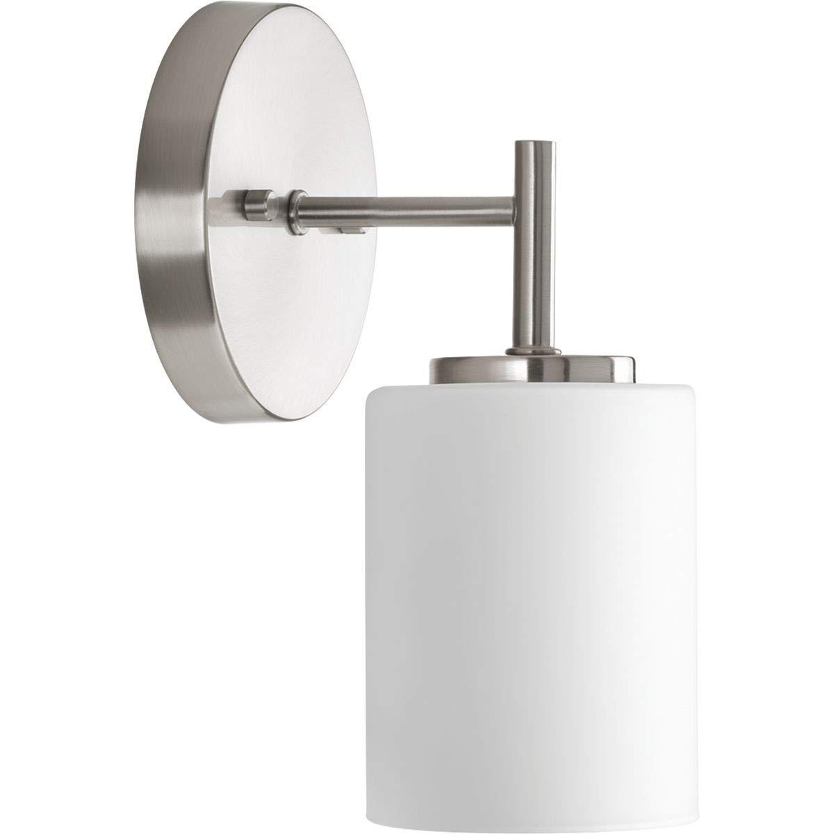 Progress Lighting Replay 1-Light Bath & Vanity, Brushed Nickel, Porcelain, Up/Down Mounting, Shade Included