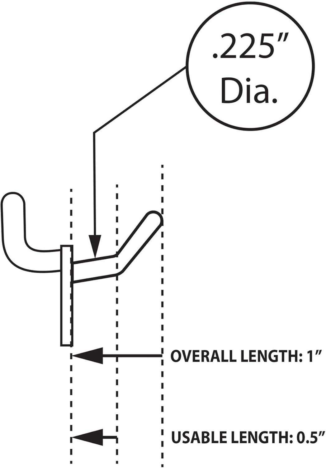 Azar Displays 1" Glass-Filled Nylon Hook: 0.225" Diameter, 50-Pack (Set of 50)