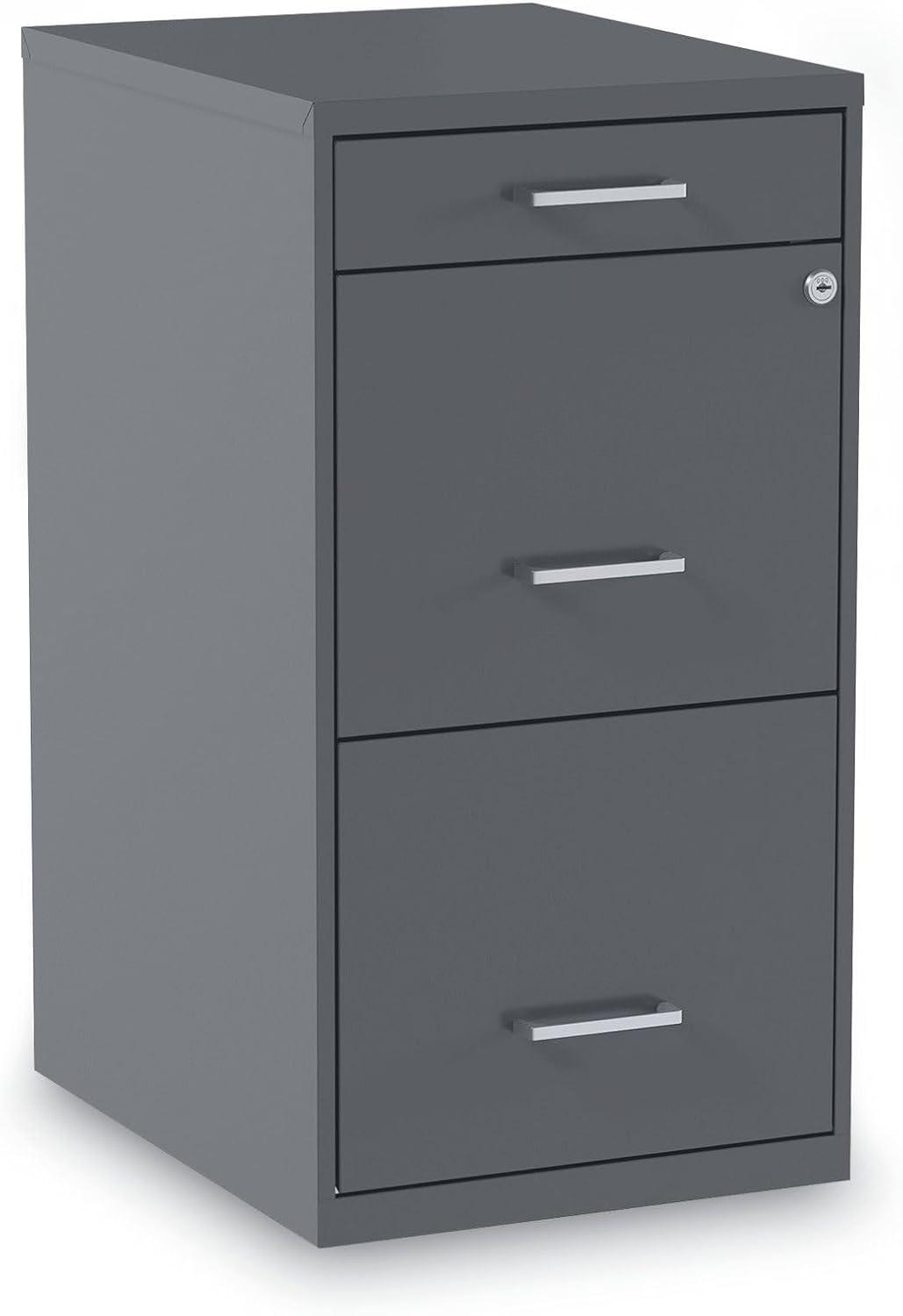 Alera Soho Vertical File Cabinet, 3 Drawers: Pencil/File/File, Letter, Charcoal, 14" x 18" x 26.9"