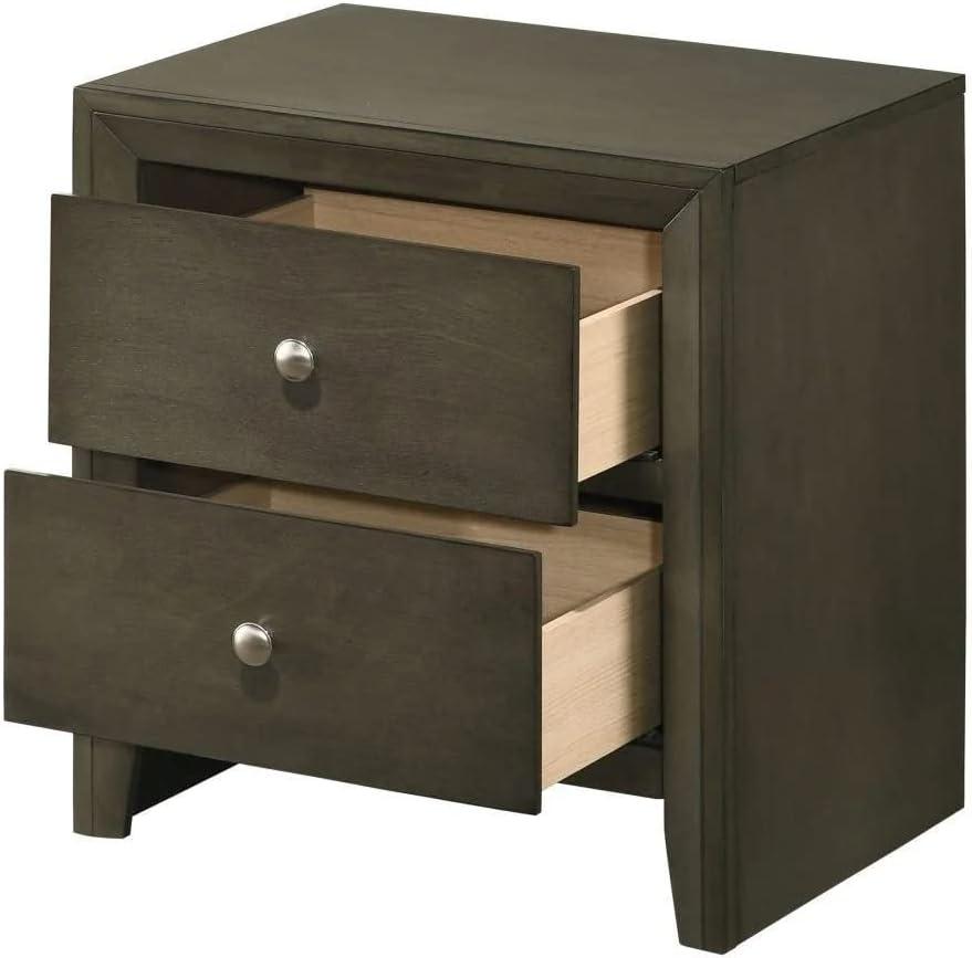 Ilana Gray 2-Drawer Wooden Nightstand