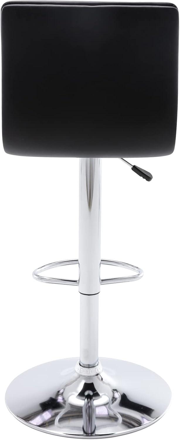 Flash Furniture Modern Black Vinyl Adjustable Bar Stool with Back, Counter Height Swivel Stool with Gold Pedestal Base, Set of 2