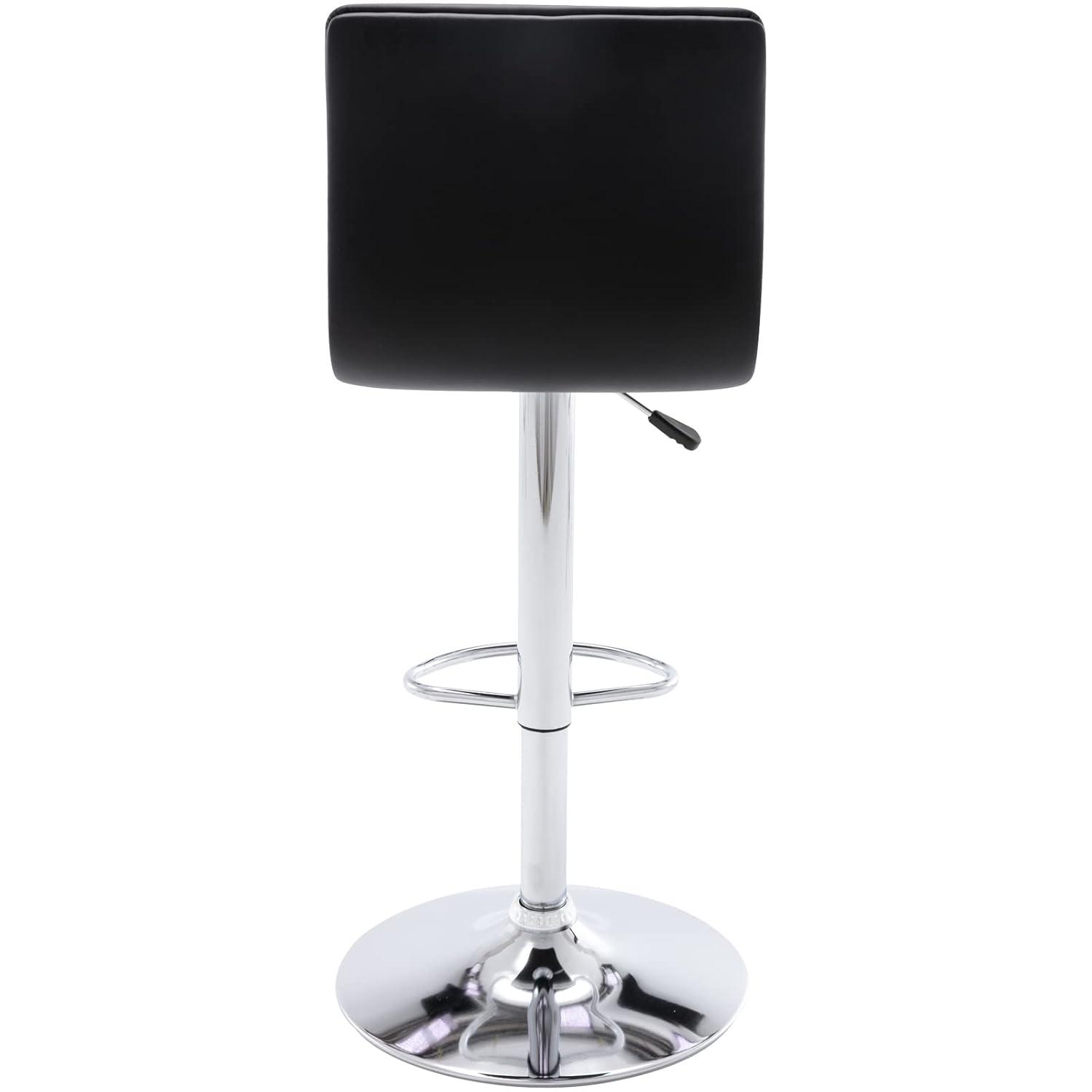 Flash Furniture Modern Black Vinyl Adjustable Bar Stool with Back, Counter Height Swivel Stool with Gold Pedestal Base, Set of 2