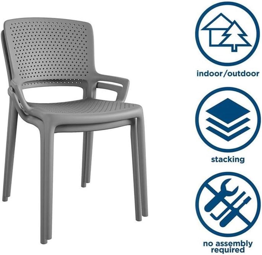 COSCO Outdoor/Indoor Stacking Resin Chair with Square Back and Arms