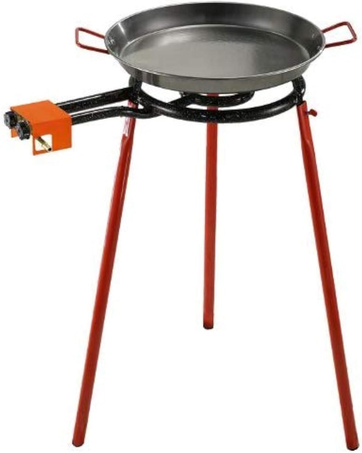 16-Inch Carbon Steel Paella Pan Set with Burner and Stand