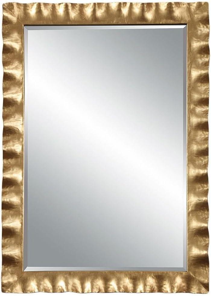 Uttermost Rectangular Vanity Accent Wall Mirror Modern Beveled Antiqued Gold Iron Frame 28 1/4" Wide Bathroom Bedroom Living Room