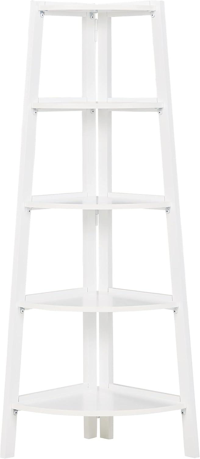 Whitby 63'' White Transitional Corner Ladder Shelf