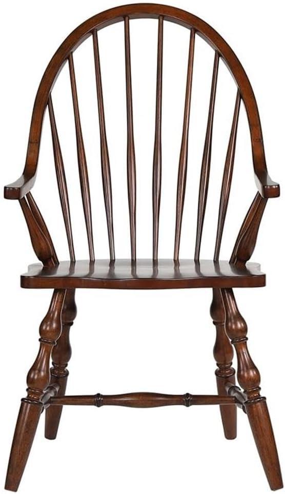 Sunset Trading 41 x 23.5 x 25 in. Andrews Windsor Dining Chair with Arms & Seat Distressed Chestnut Brown