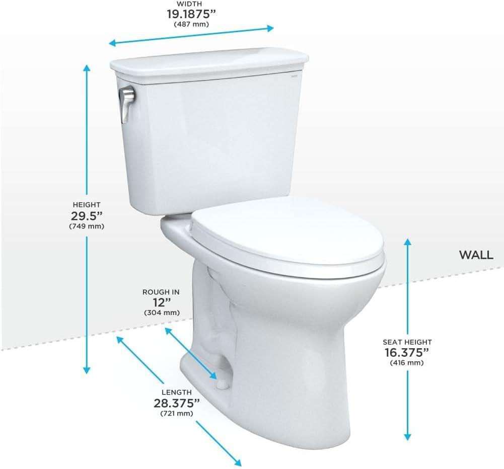 White Vitreous China Elongated Two-Piece Toilet with SoftClose Seat