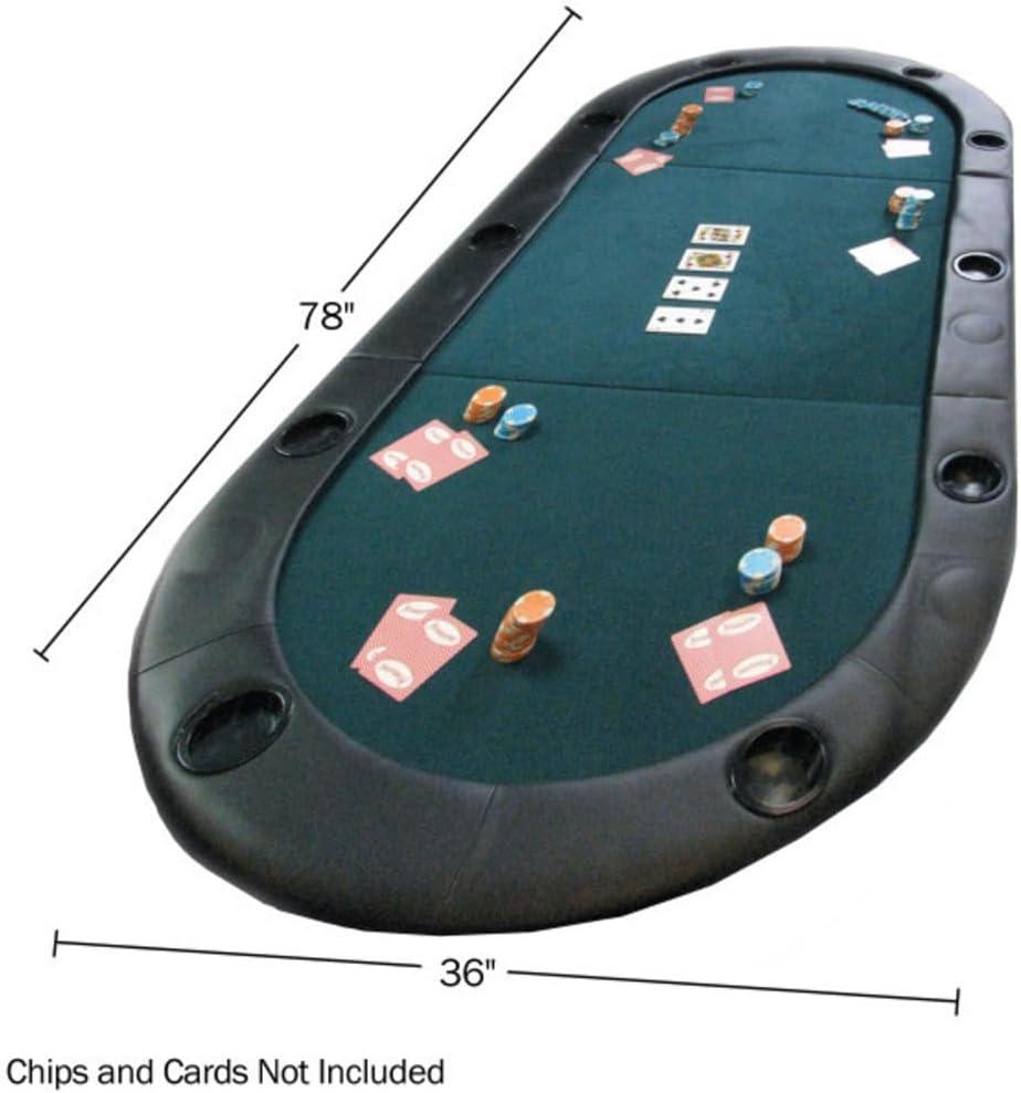 Trademark Global Texas Hold'em Folding Poker Table Top Water-Resistant Folding Mat with Cupholders and Padded Edges Seats 10 People