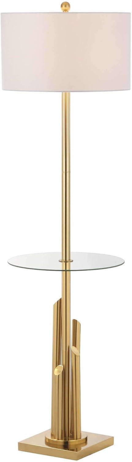 Ambrosio 61 Inch H Floor Lamp Side Table - Brass/Gold - Safavieh