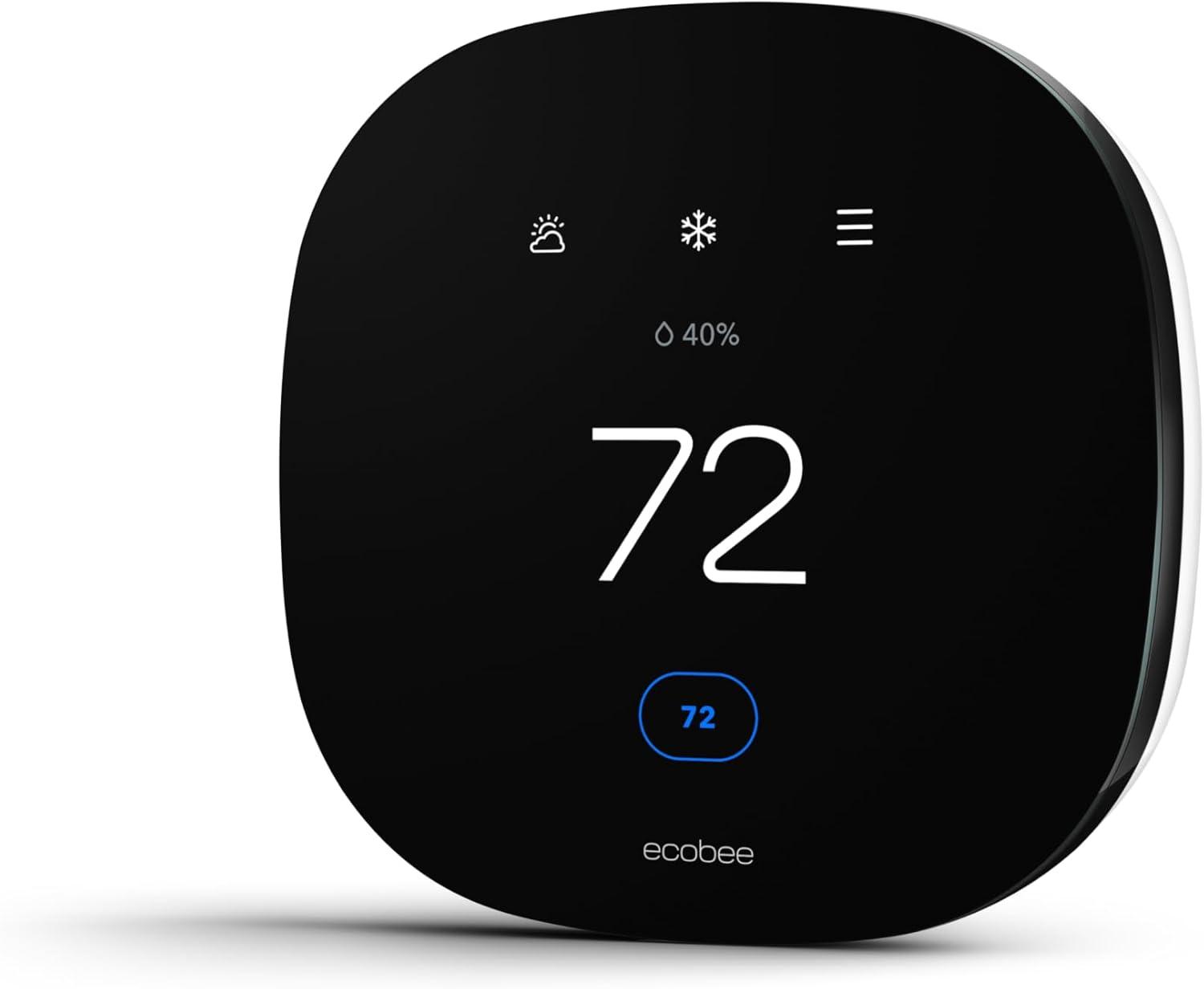 ecobee 3 Lite Smart Thermostat: Energy Star Certified, 3-Year Warranty, 4" x 4" x 0.8", Plastic, 1.23 lbs