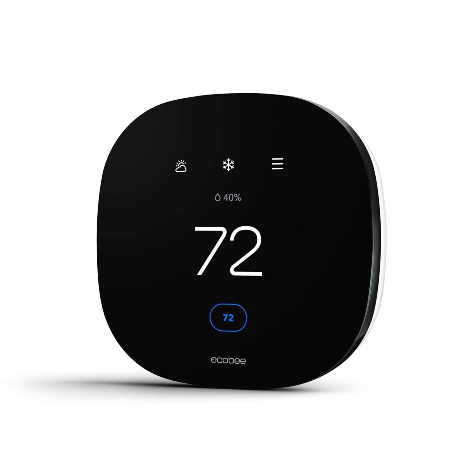 ecobee 3 Lite Smart Thermostat: Energy Star Certified, 3-Year Warranty, 4" x 4" x 0.8", Plastic, 1.23 lbs