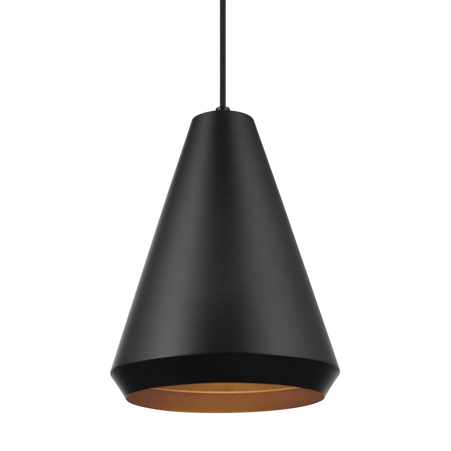 GLOBE Electric Harvey 1-Light Pendant Lighting, Matte Black, Black Fabric Cord, Bulb Not Included