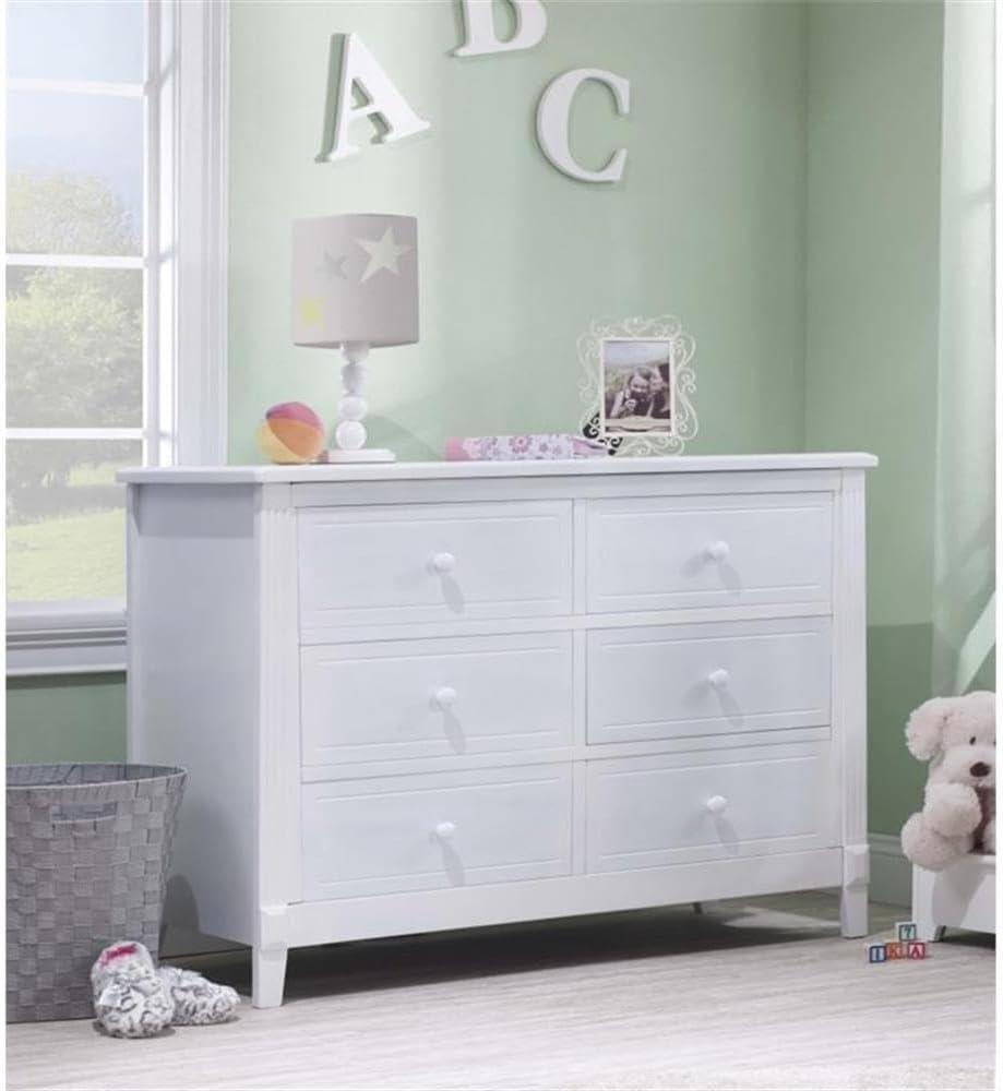 Berkley Classic White Double Dresser with Spacious Dovetail Drawers for Nursery