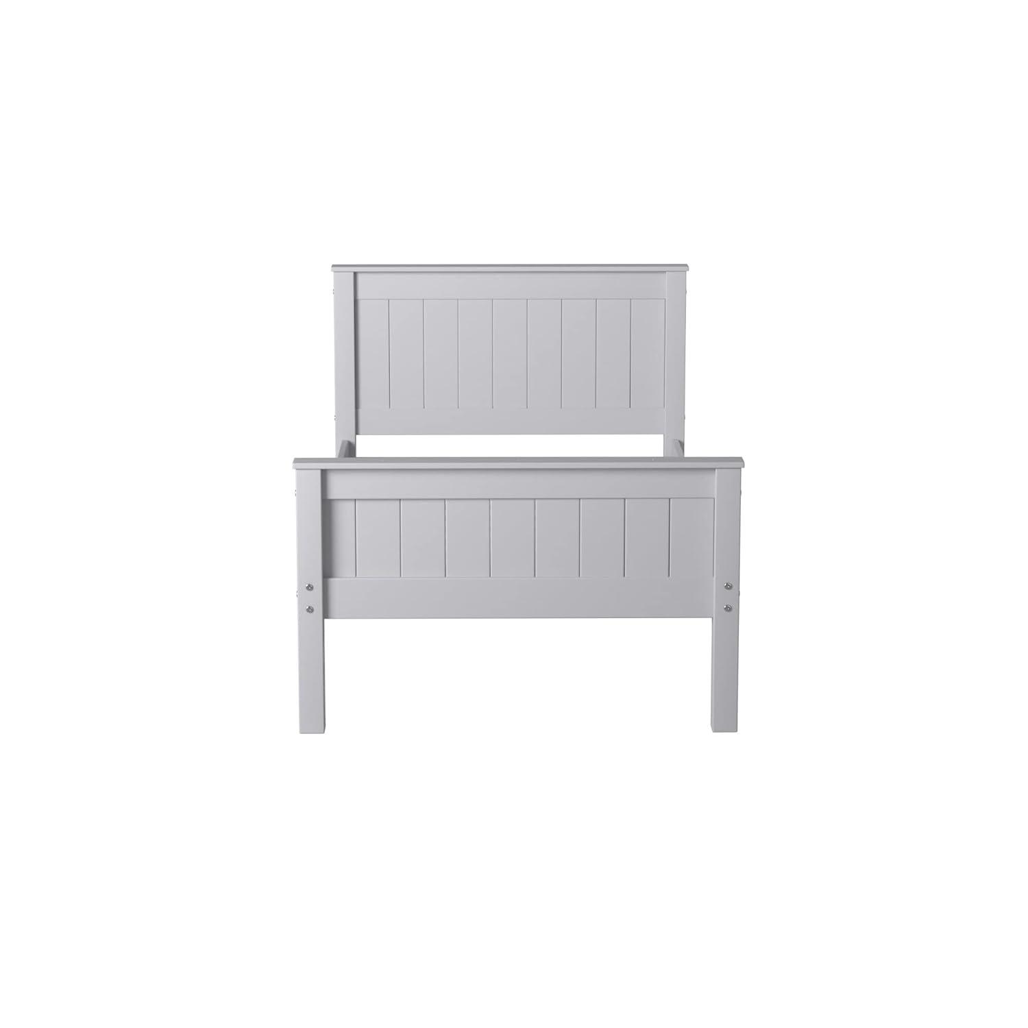 Alaterre Furniture Harmony Twin Bed, Sturdy Build for Youth Bedroom, Brazilian Pine, Headboard, Footboard, Side Rails, Slats, Dove Gray